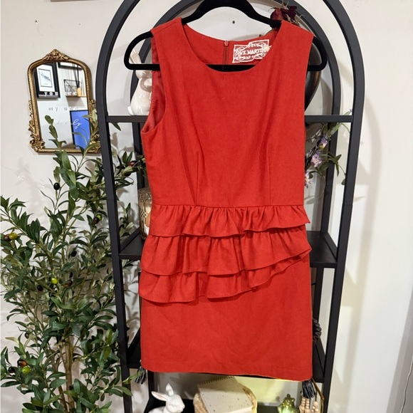 Pink Martini Red Ruffled Peplum Mini Dress size medium - Picture 2 of 9